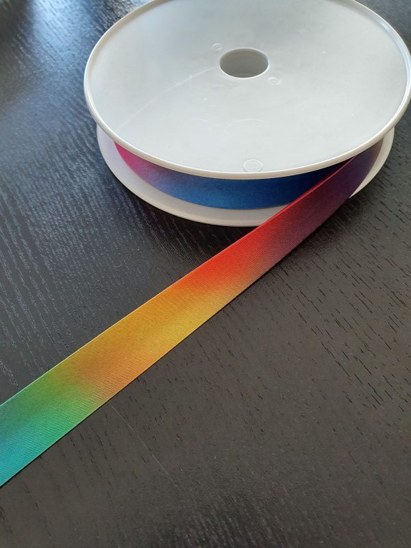 Fitas Viés Vincadas Cetim Arco-Iris 18mm